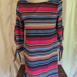 Cupio striped dress - navy/pink/coral, small